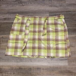Lane Bryant Green Plaid Skort Skirt w/Belt Size 26